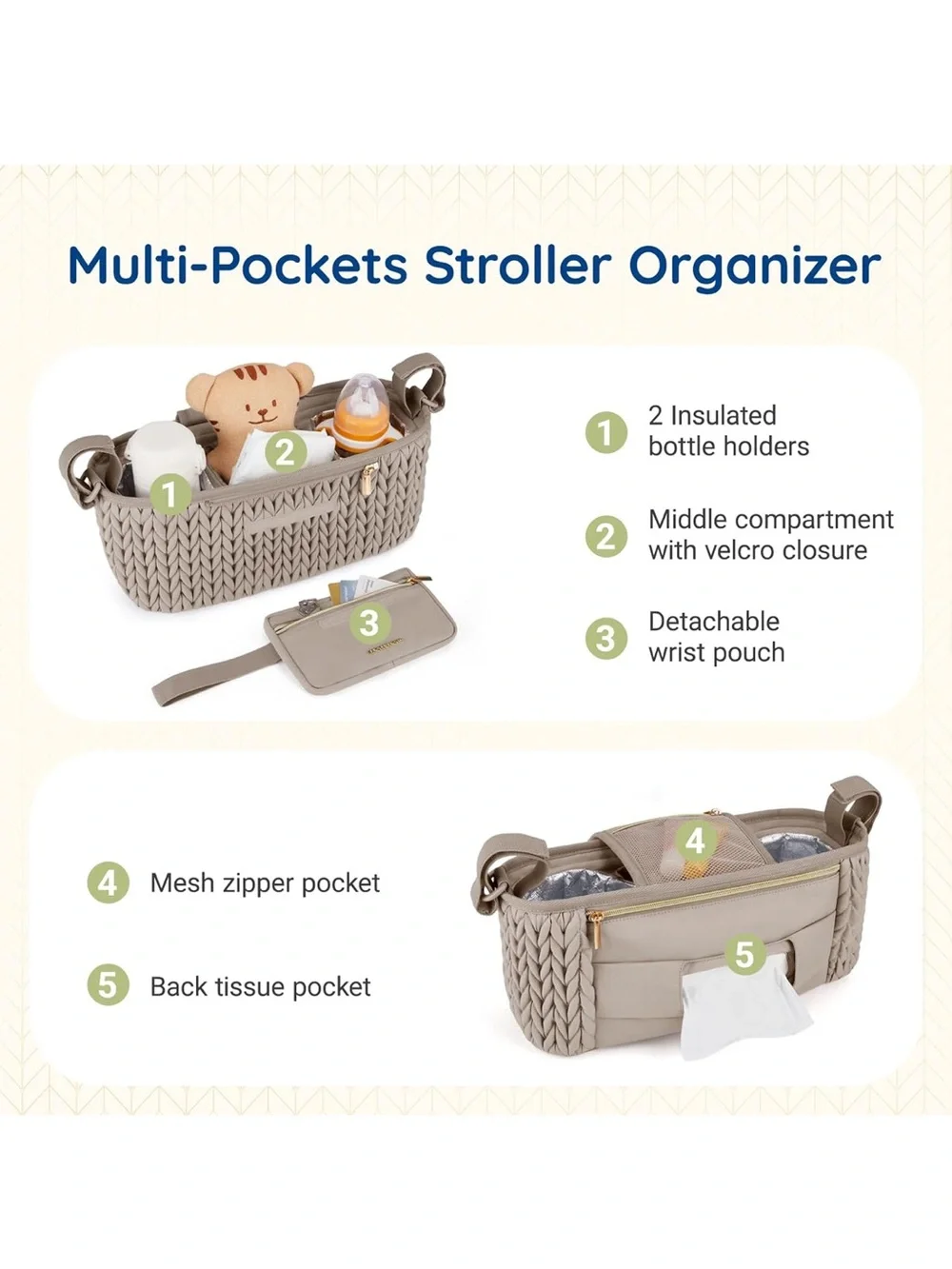 Mommore Quilted Stroller Organizer